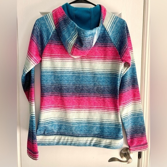 Burton snow boarding fleece lined blue pink striped hoodie in Size Small - Picture 5 of 5
